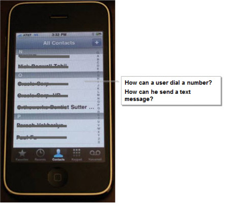 iPhone user interface