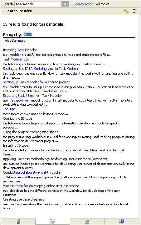 Search results by topic title