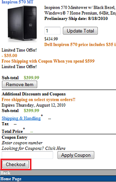 Dell’s Checkout button is one of many buttons