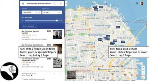 Google Maps' different panning and zooming gestures