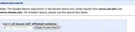 At the University of Alaska Fairbanks, Advanced Search means “broaden your search.” Why not expose these features when the search results need expanding?