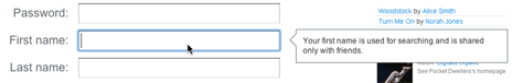 Help that appears only when users are typing a value in a field