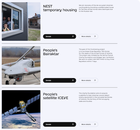Design for the Projects page